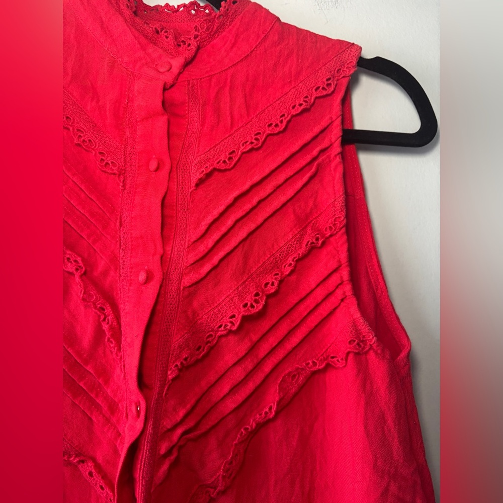 Tuckernuck Pomander Place Dutton Eyelet Sleeveless Red Mini Dress Size Small - Picture 8 of 9